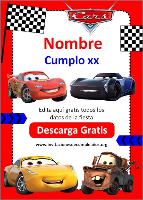 Invitación cumpleaños Cars-3 #01